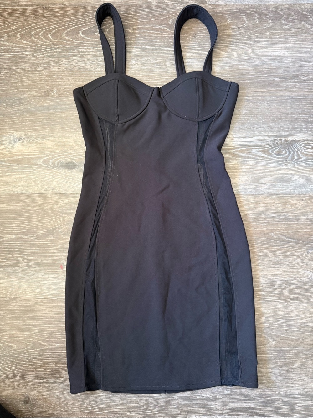 Women's Black Mini Dress with Sheer Side Panels